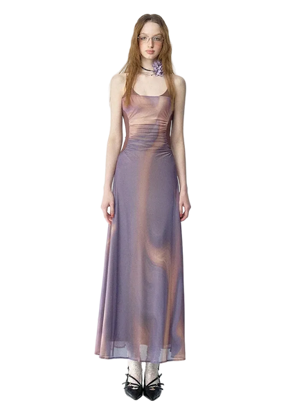 City Island Diary Colorblock Off-Shoulder Slip Dress