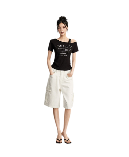 Wide-Leg Cargo Shorts