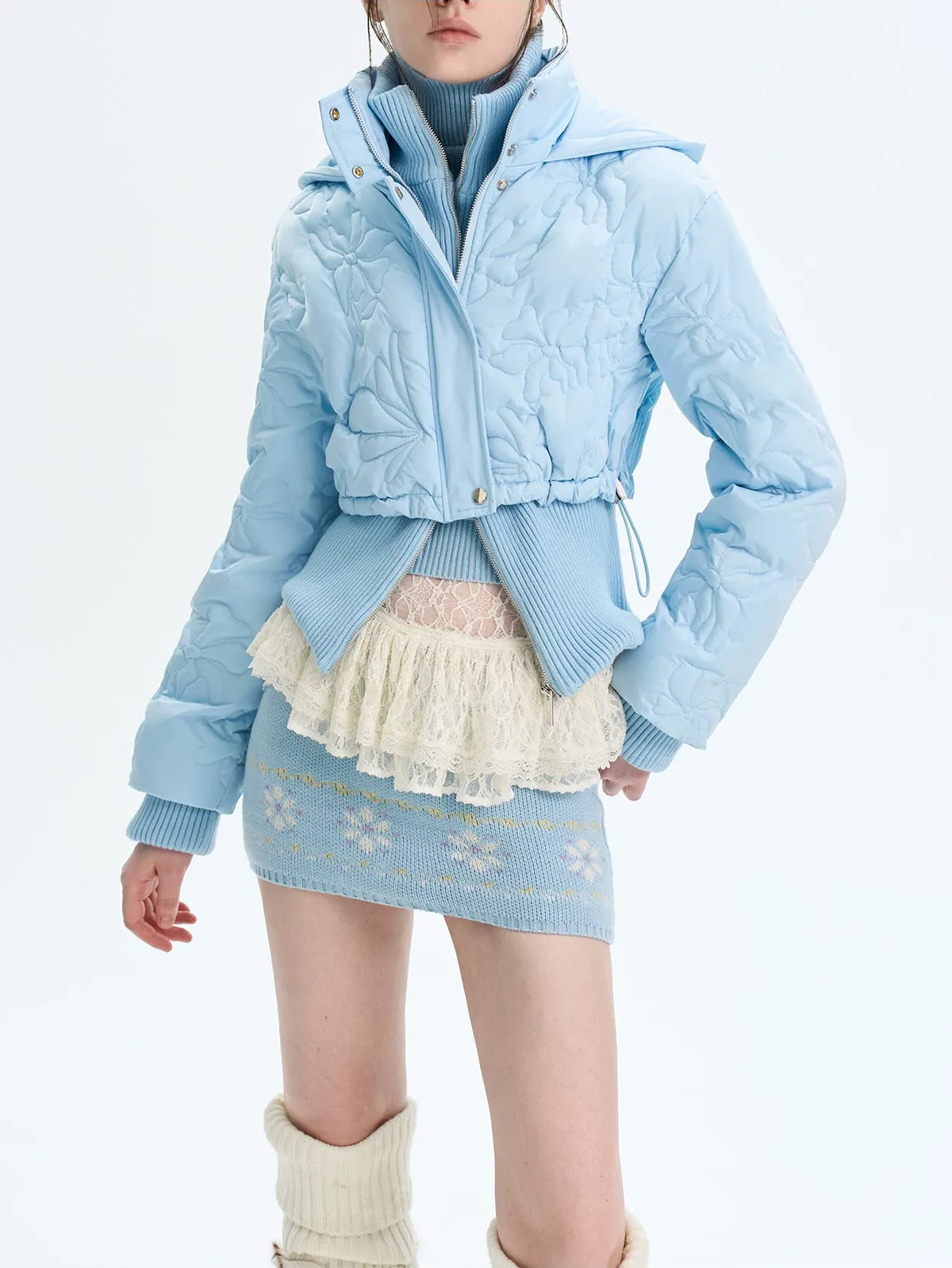 Quilted Cropped Hooded Down Jacket
