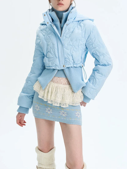 Quilted Cropped Hooded Down Jacket