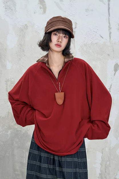 Vintage Oversized Half-Zip T-Shirt