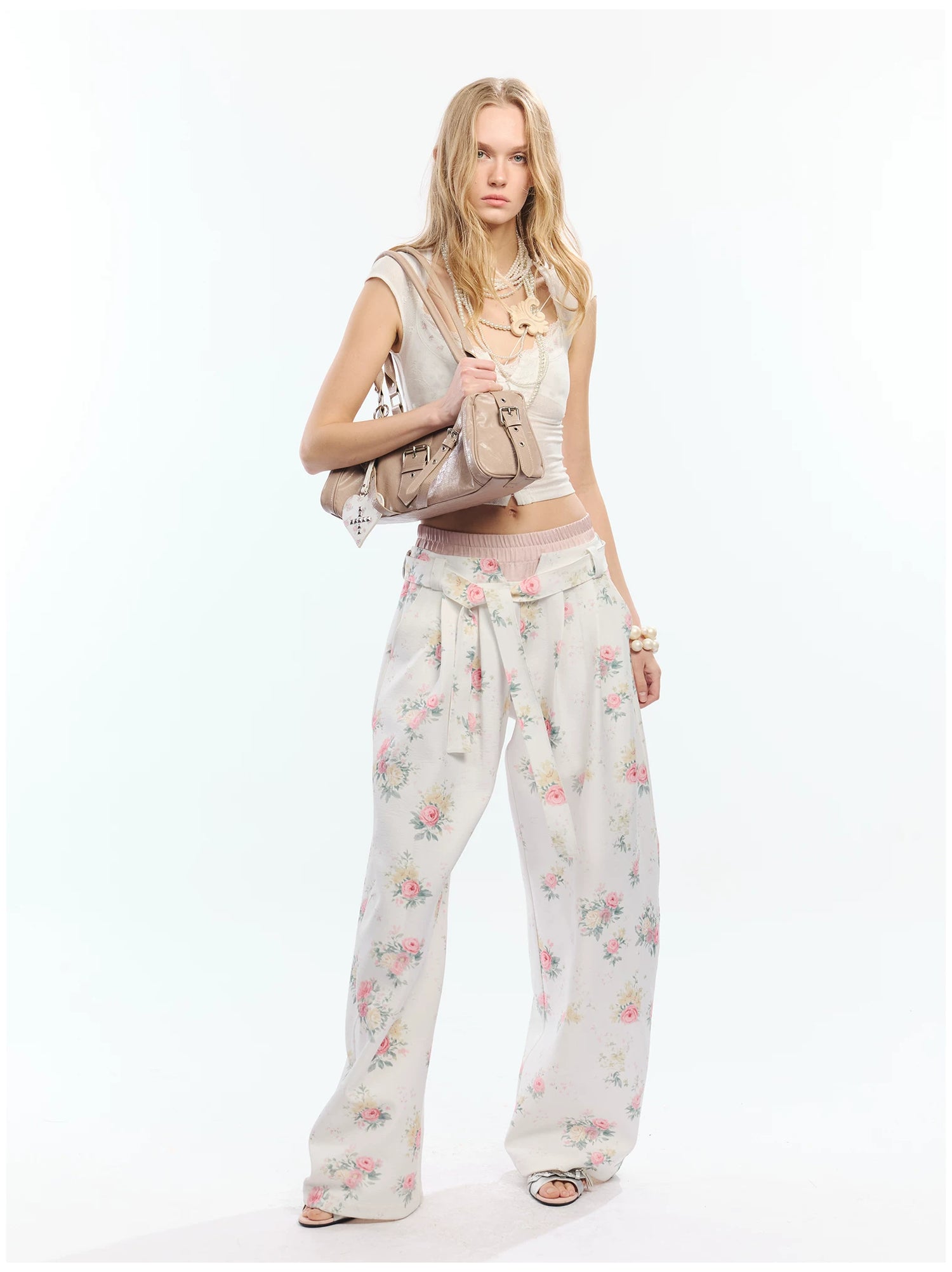 Floral Print Loose Wide Leg Pants