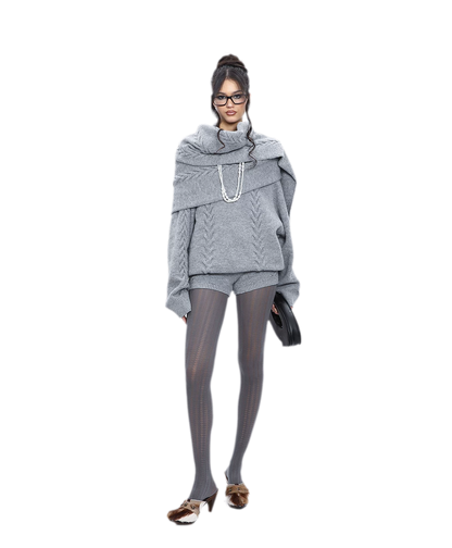 Conjunto de punto trenzado afelpado
