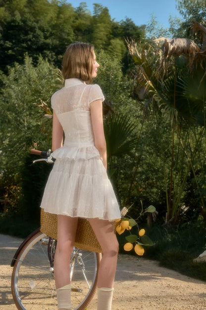 Water Droplet Lace Shirt &amp; Skirt