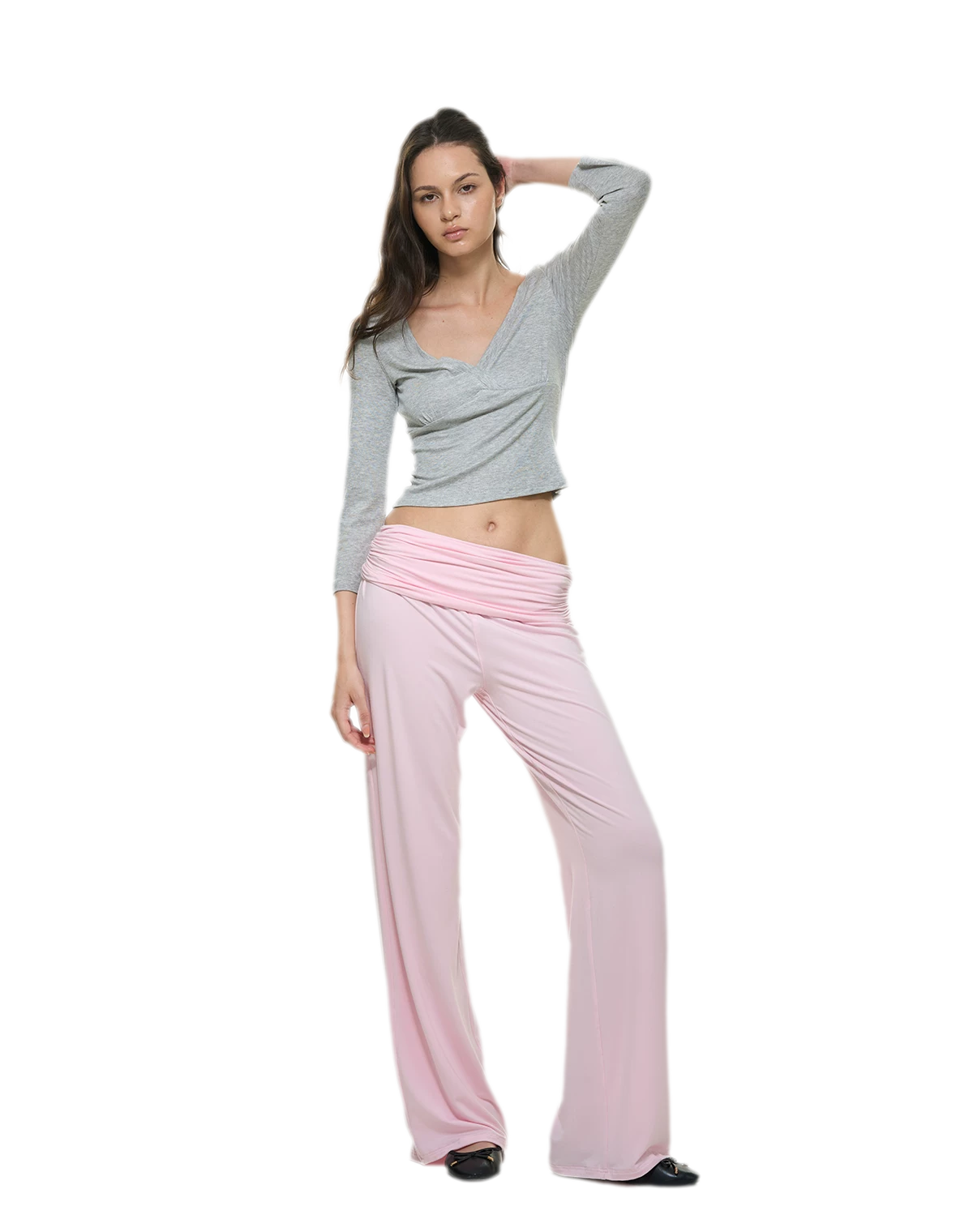 Crossfront Ribbed V-Neck Top