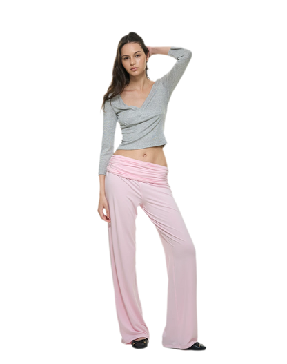 Crossfront Ribbed V-Neck Top