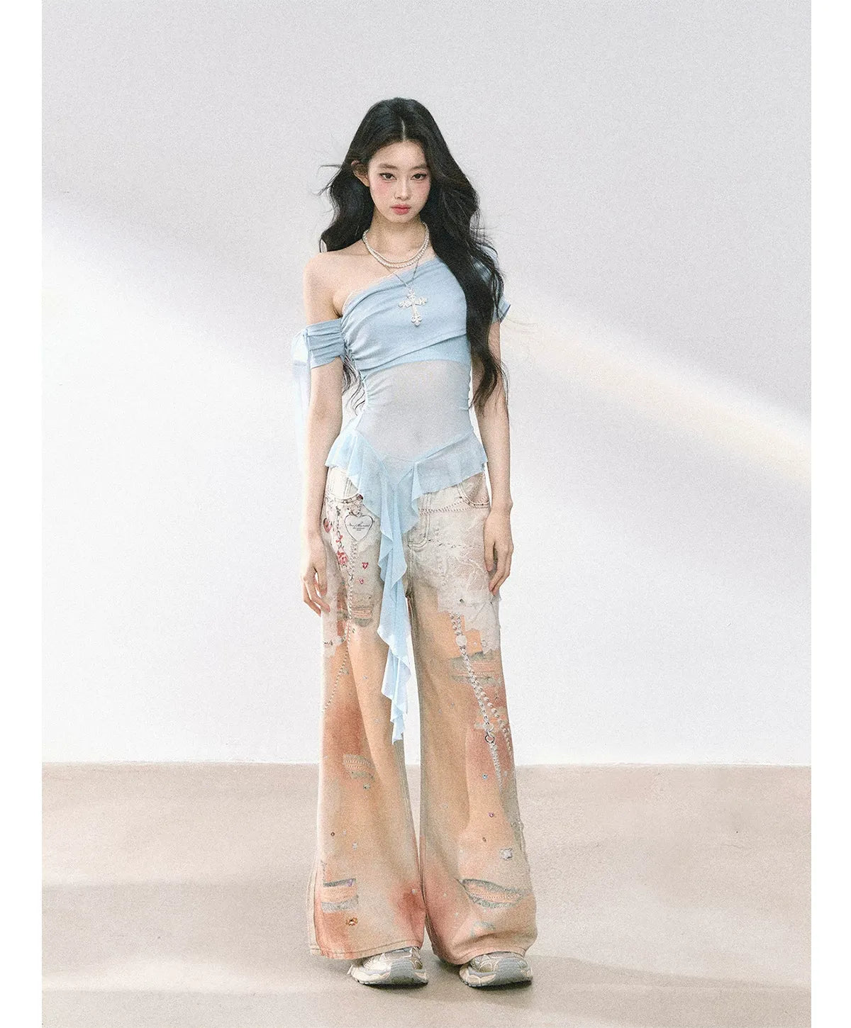 Sheer Asymmetric Mesh Tee