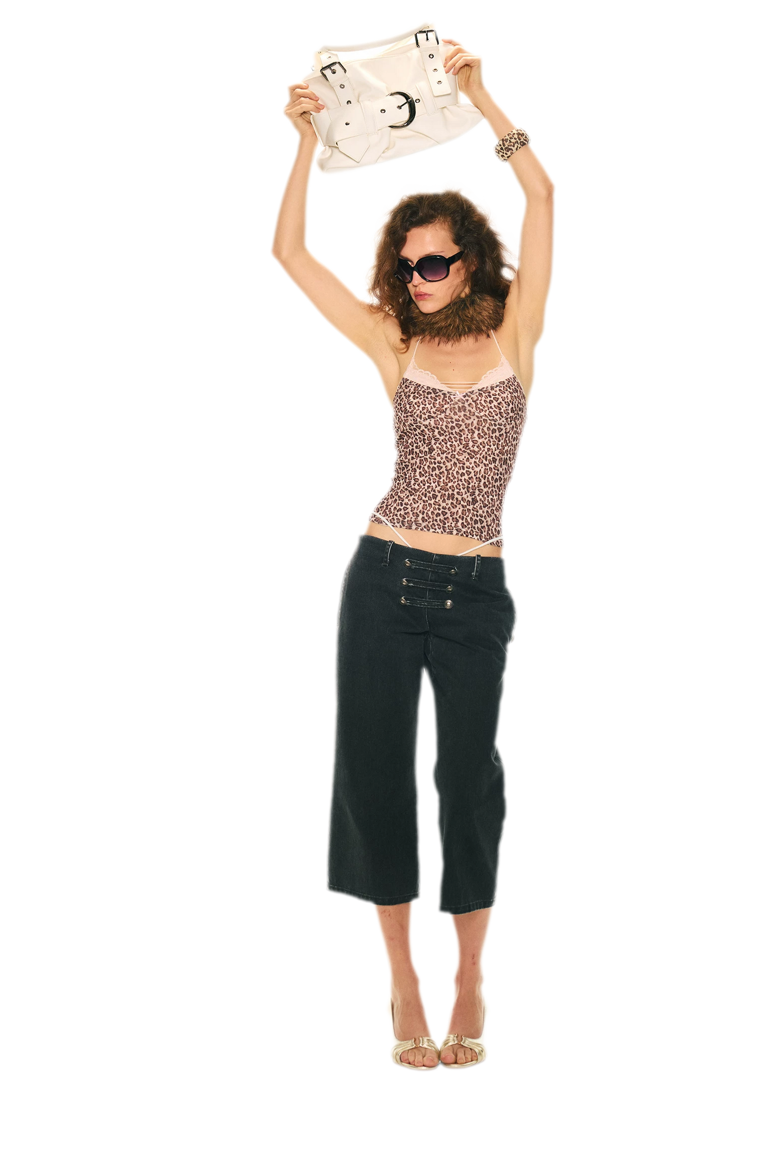 Vintage Pirate Buckle Denim Capris