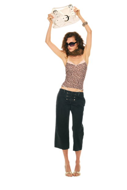 Vintage Pirate Buckle Denim Capris