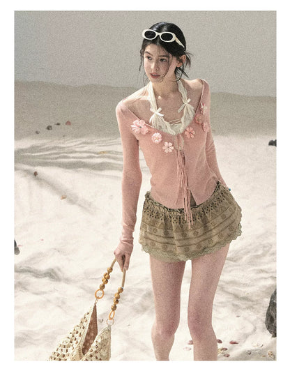 "Private Petals" French-style Sun Protection Cardigan