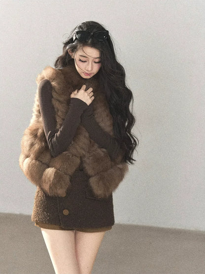 Fox Fur Stand-Collar Vest
