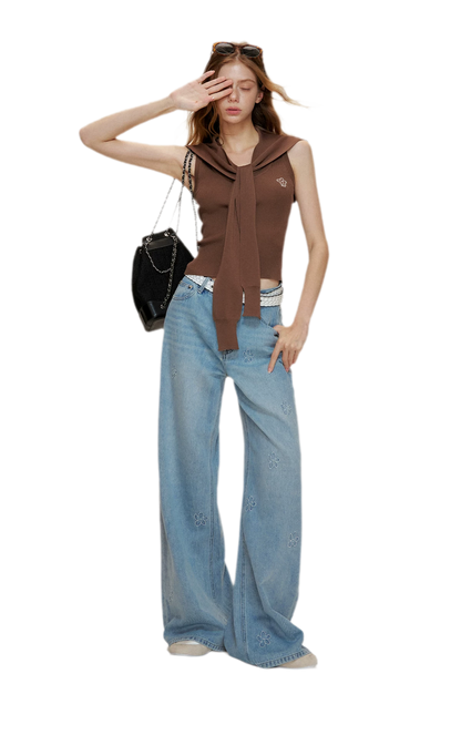 Soft Tencel Navy Shawl Tank