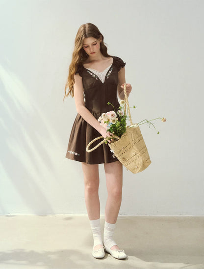 Lyocell Embroidered A-Line Dress
