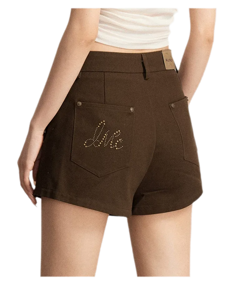 Rhinestone Cotton Summer Shorts