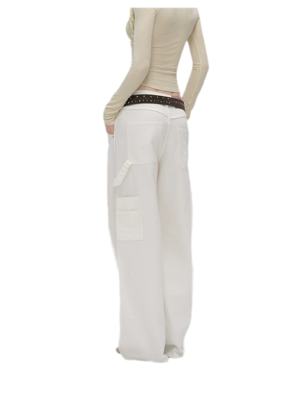 Enzyme-Washed Wide-Leg Utility Jeans