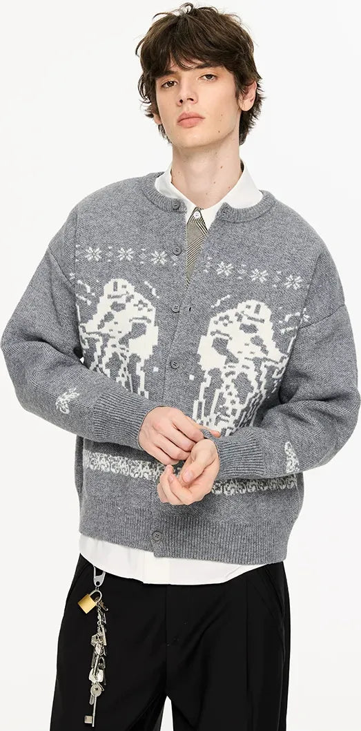 Fair Isle Relaxed Cardigan Sweater