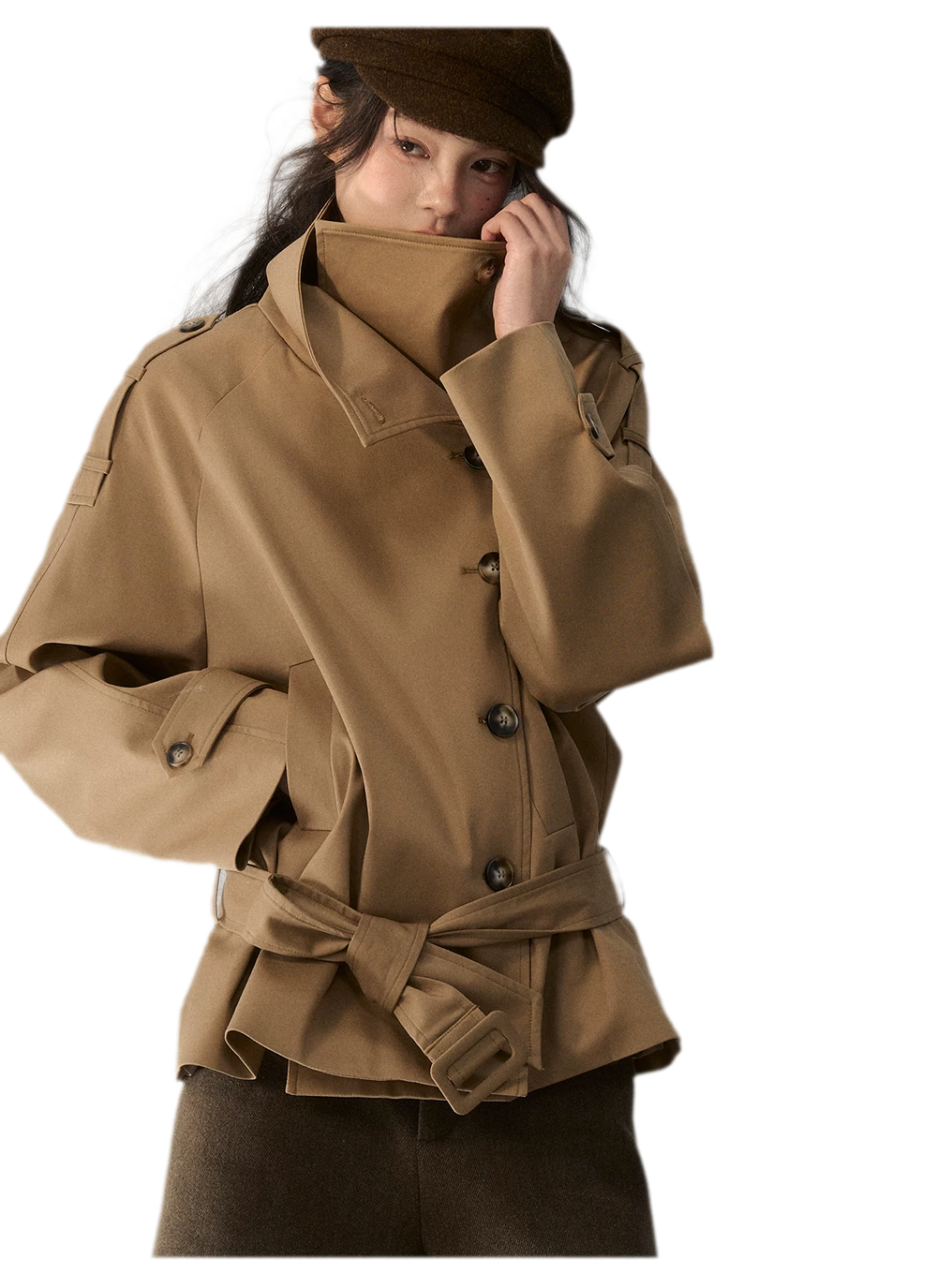 Trench coat in twill ad alta densità con cintura