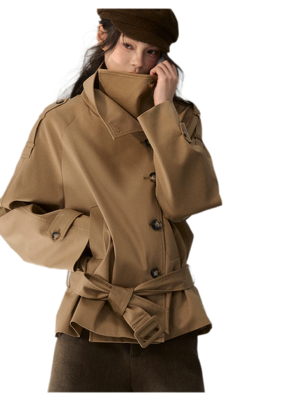 Trench coat in twill ad alta densità con cintura