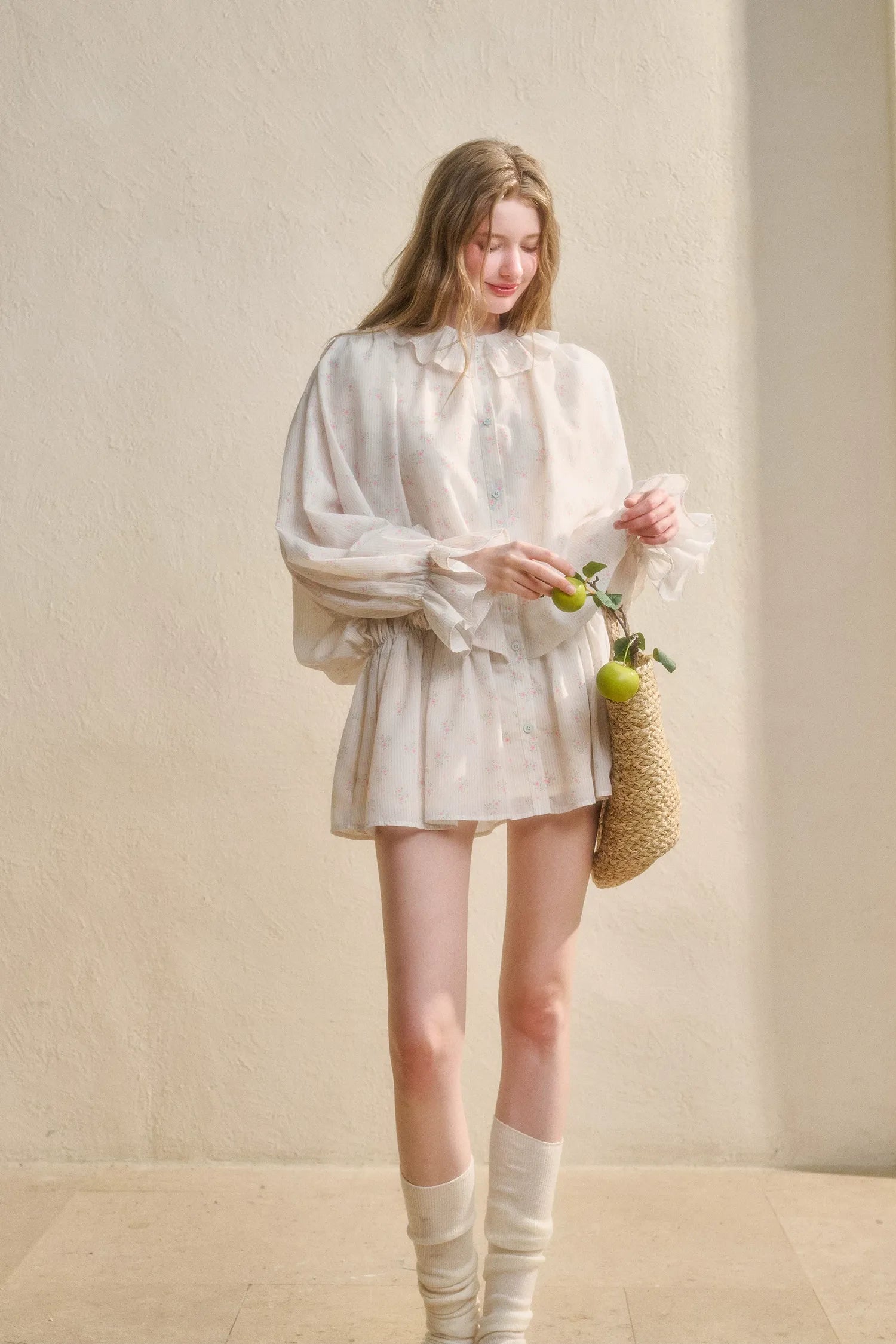 Floral Ruffle Shirt Dress
