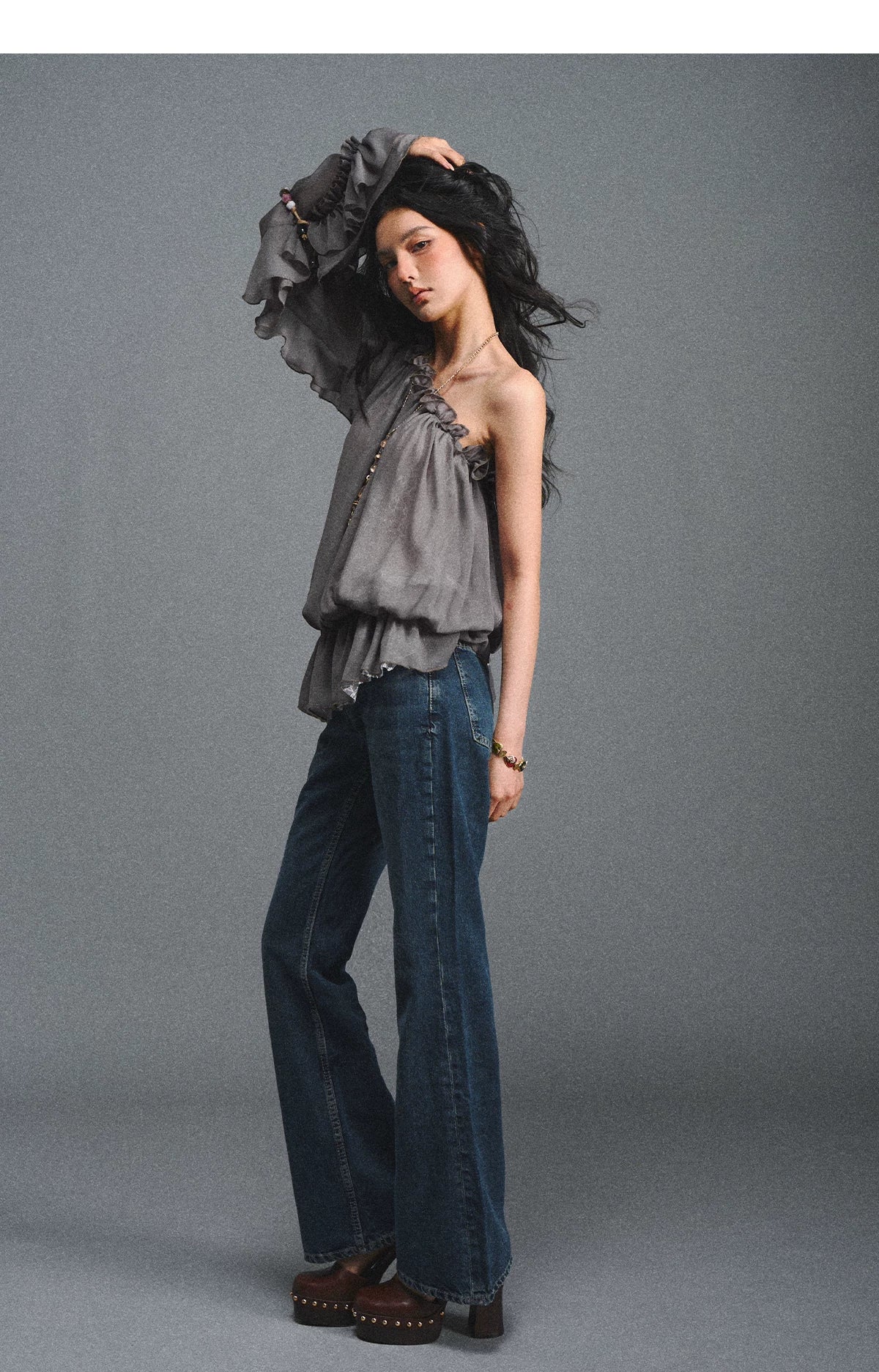 One-Shoulder Chiffon Blouse
