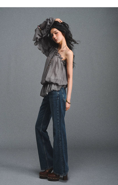 One-Shoulder Chiffon Blouse