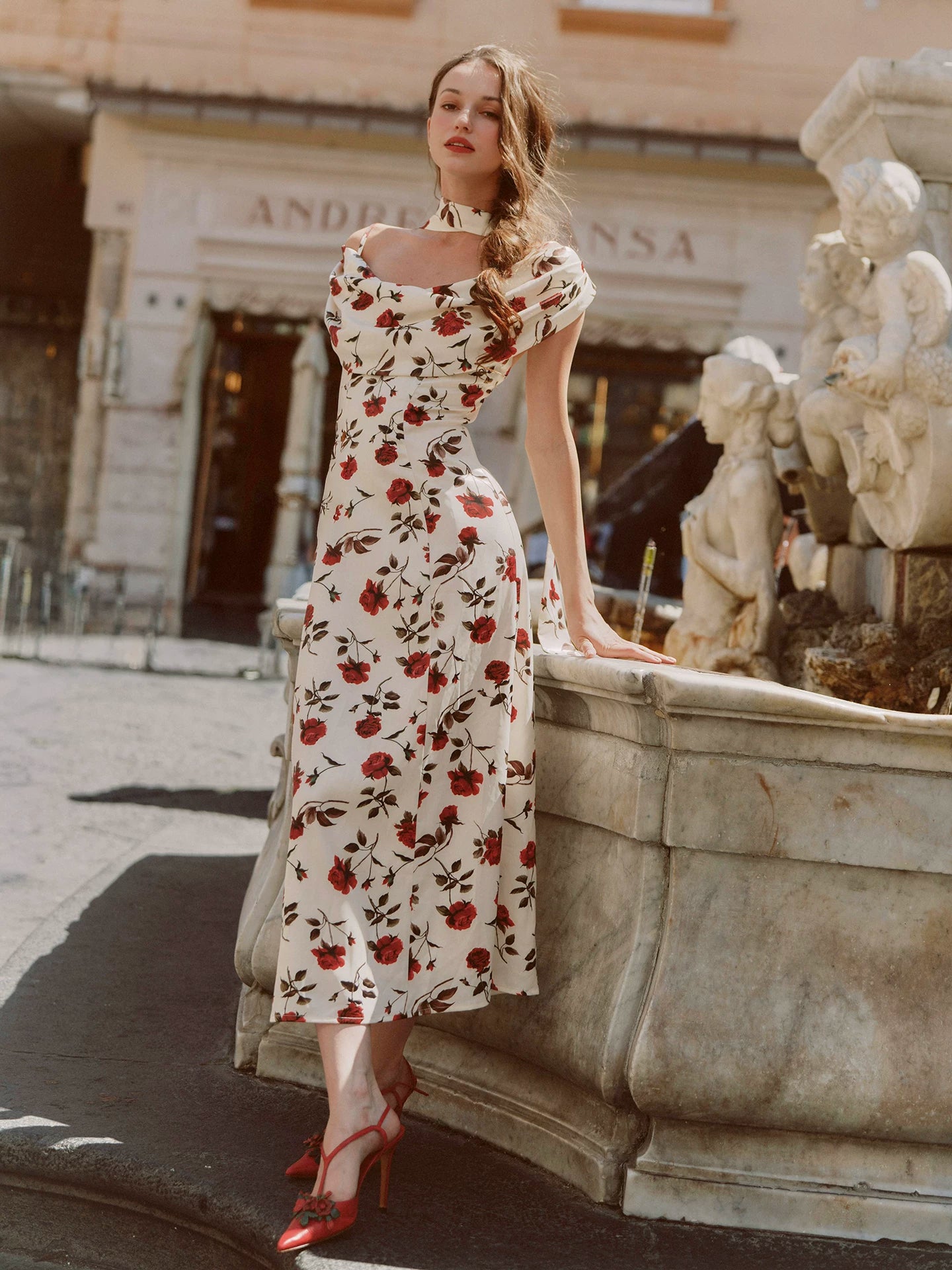 Floral Draped Maxi Dress