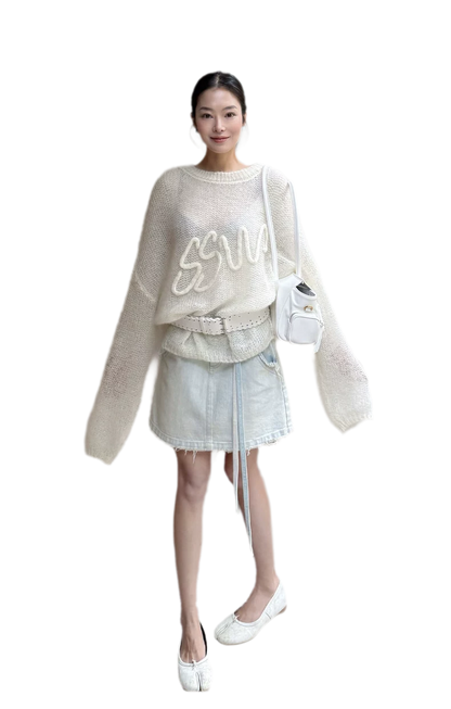Mohair Openwork Logo Sweater