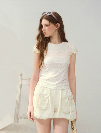 Floral Lace Strap T-Shirt