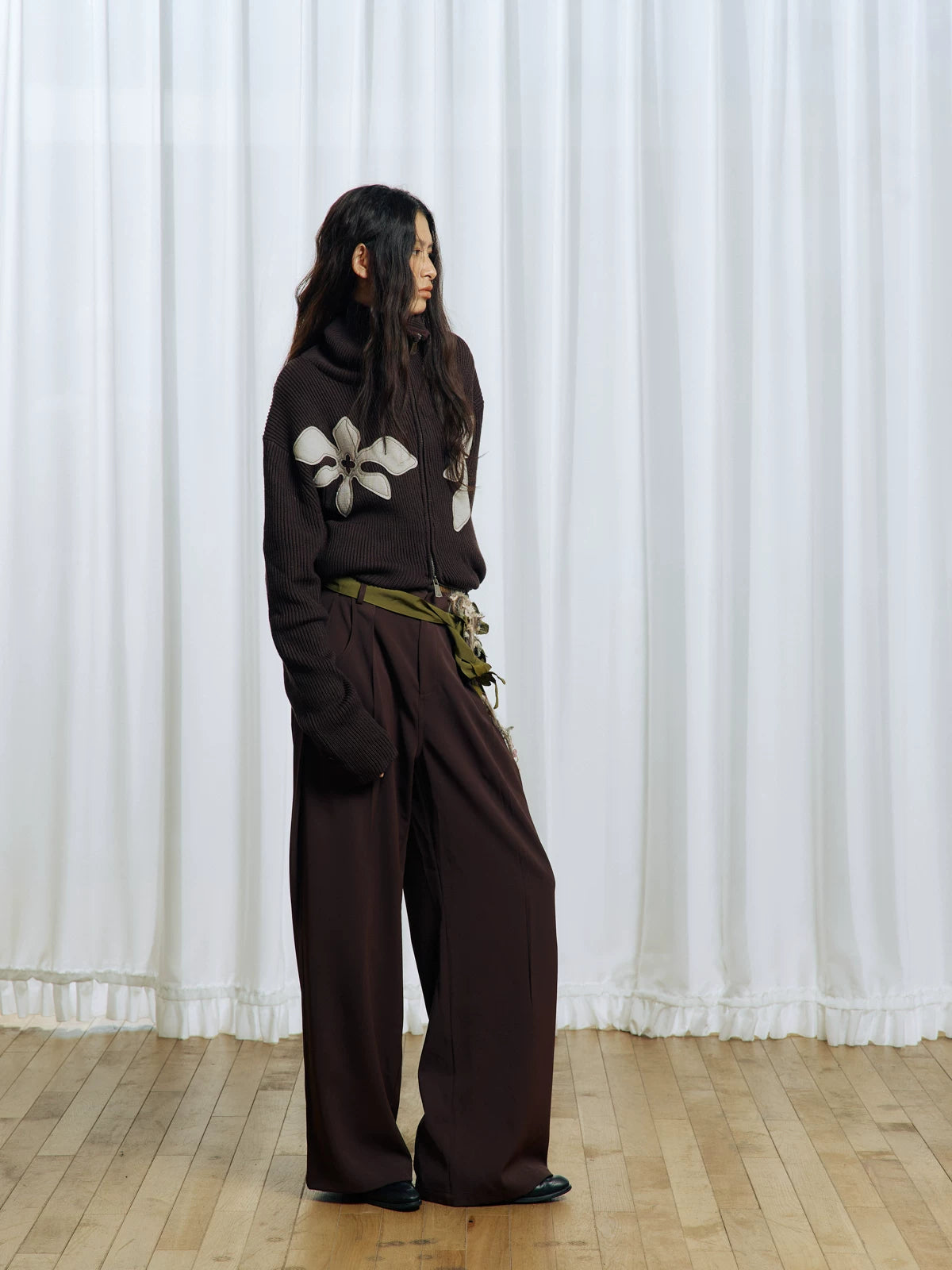 Appliqué Zip-Up Knit Jacket