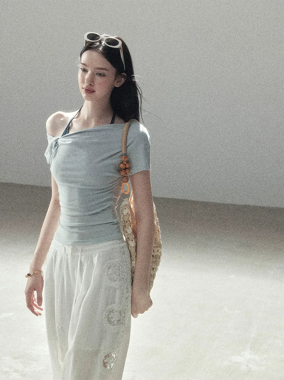 Asymmetric Twist Off-Shoulder Tee