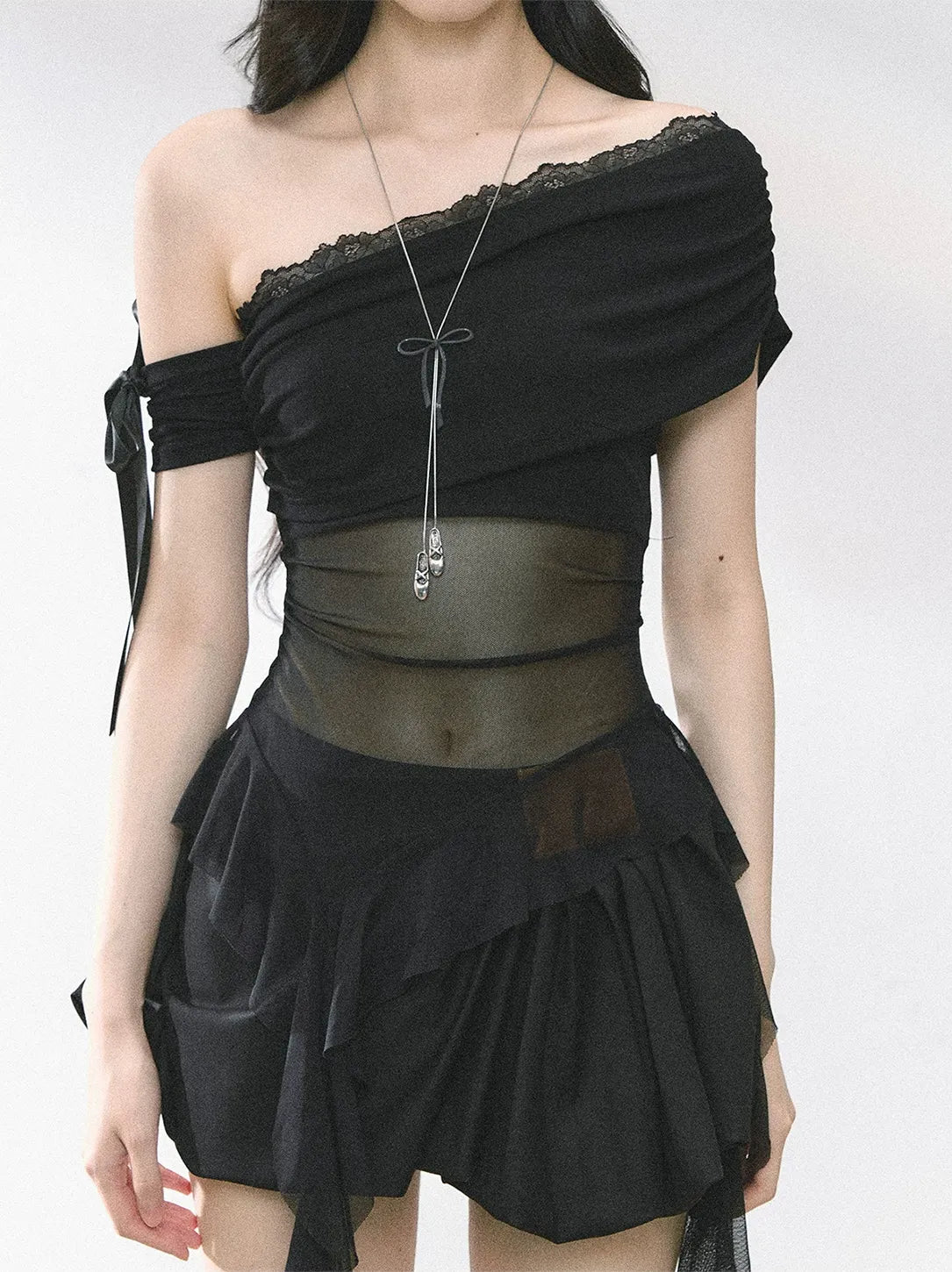 Sheer Off-Shoulder Tee