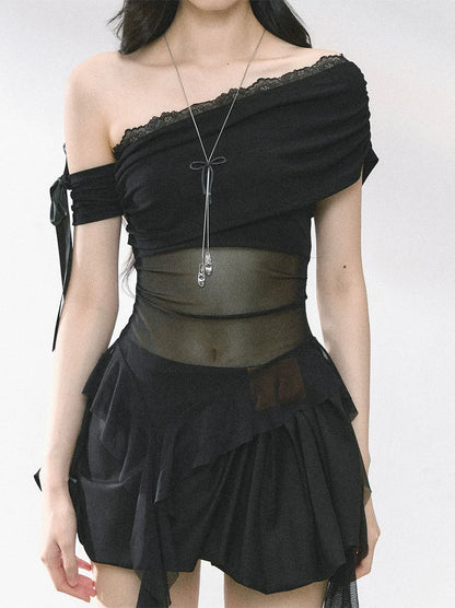 Sheer Off-Shoulder Tee
