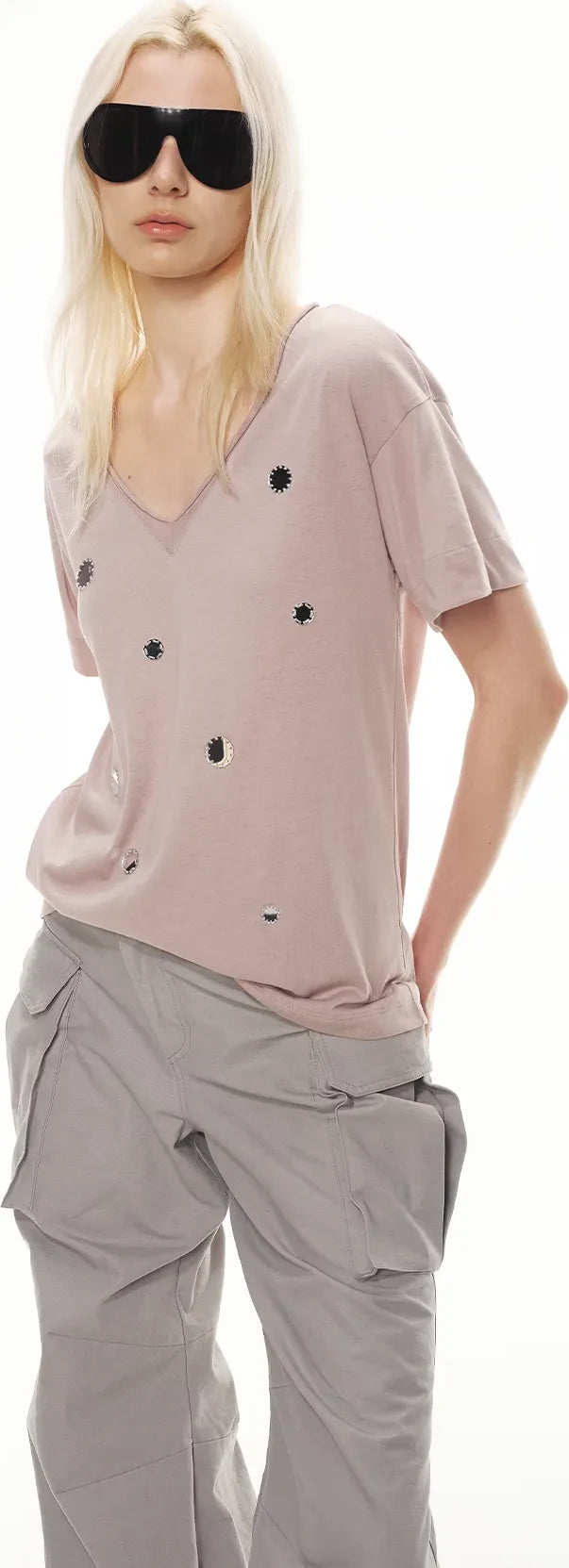 Relaxed Stylish V-Neck Short Sleeve T-Shirt