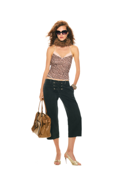 Retro Leopard Print Lace Camisole