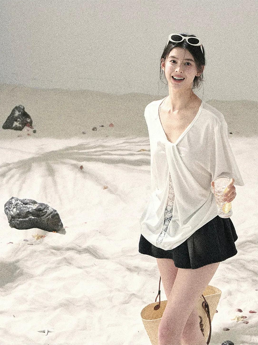 Washed Denim A-Line Skirt