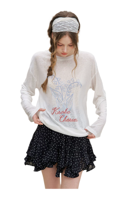 Hand-Drawn Floral Sun Protection Pullover