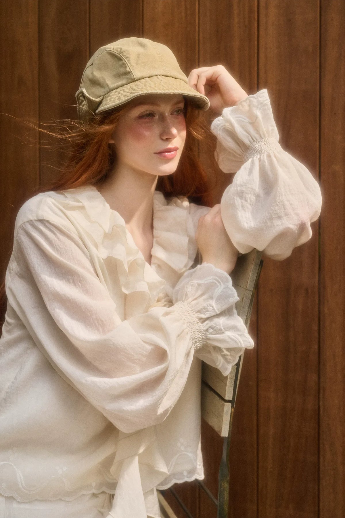 Embroidered Ruffle Blouse Skirt Set