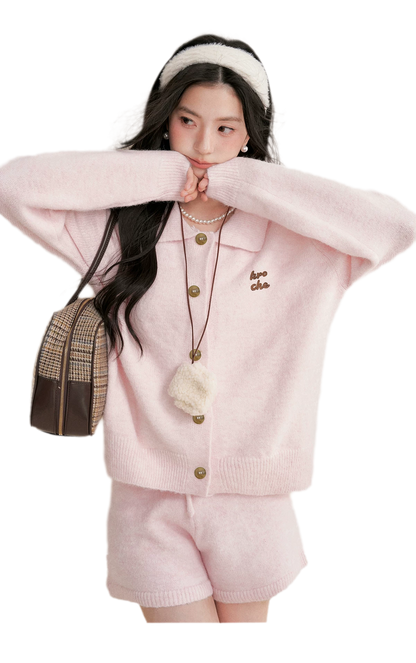 Wool Blend Collared Knit Set