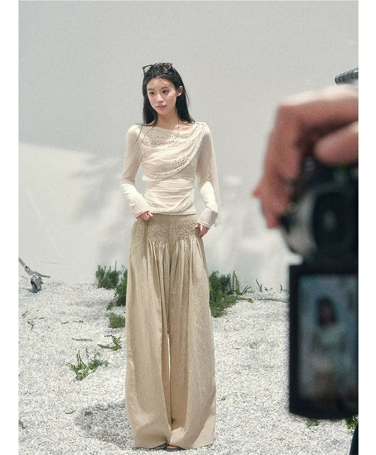 Mesh Drape Rhinestone Top | Final Sale