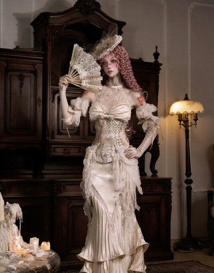 Satin Pleated Fishtail Skirt