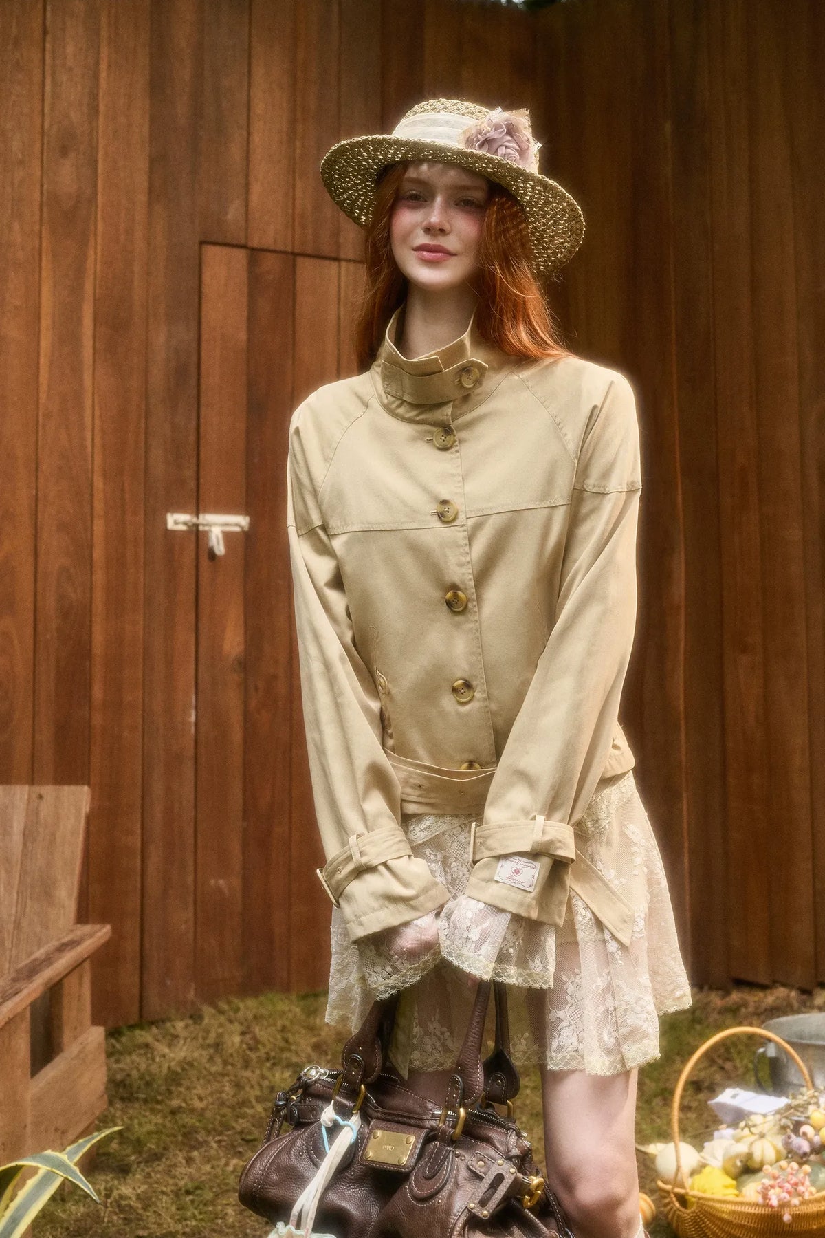 Woven Cropped Trench Jacket