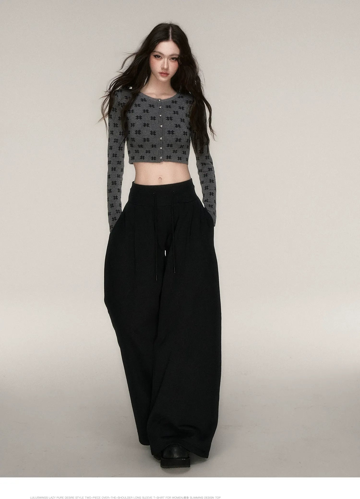 Jacquard Cropped Knit Set