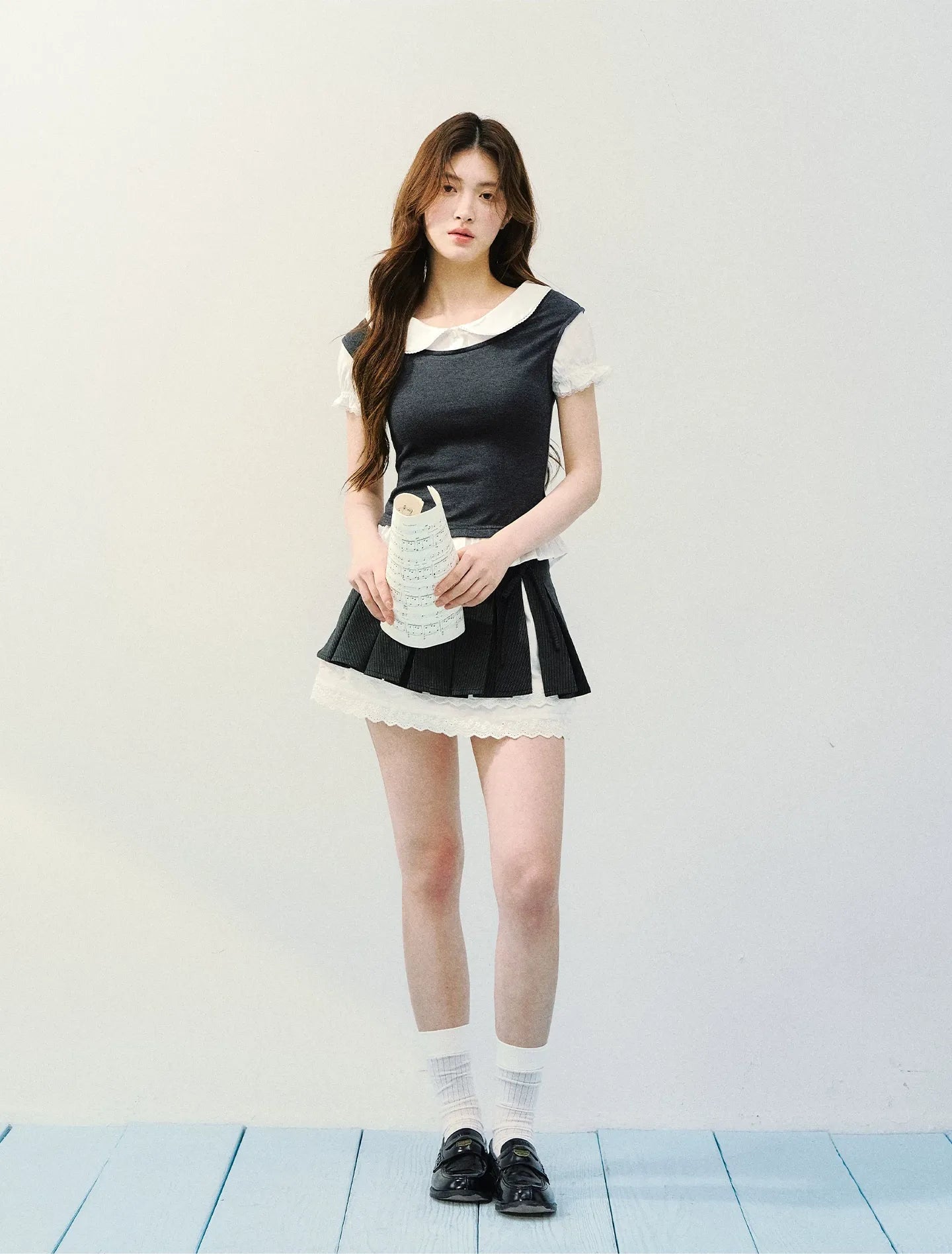 High-Intellect Tencel Wool Faux Two-Piece T-Shirt