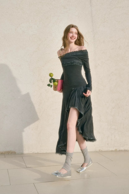 Lace One-Shoulder Fitted Dress