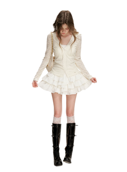 Irregular Cloud White A-line Skirt