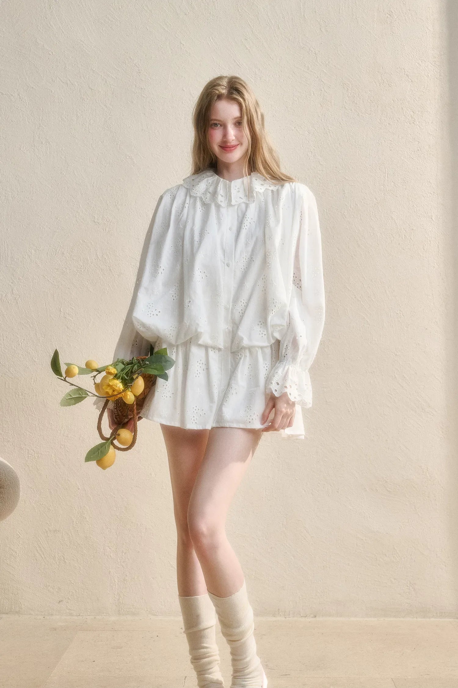 Embroidered Jacquard Shirt Dress