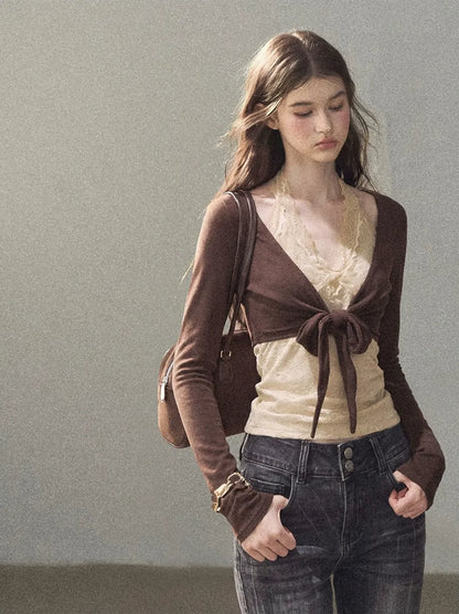 Lace Wrap Cropped Top