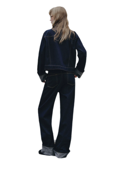 Studded Cropped Denim Set