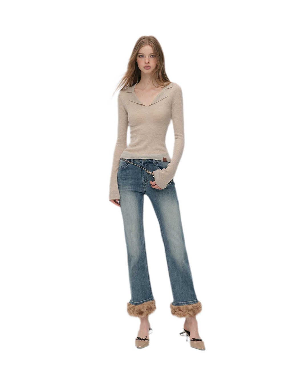 Vintage Washed Cropped Flare Jeans