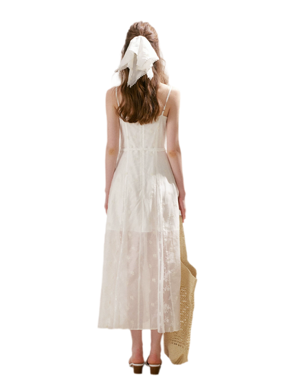 French Embroidered A-line Dress